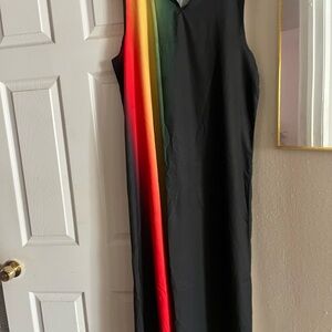 Amazon Black Maxi Dress with Vibrant Stripes